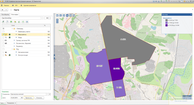 Подсистема в 1С GIS Управление пространственными данными