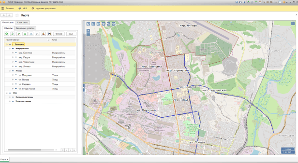 Геообъекты в 1С GIS Управление пространственными данными